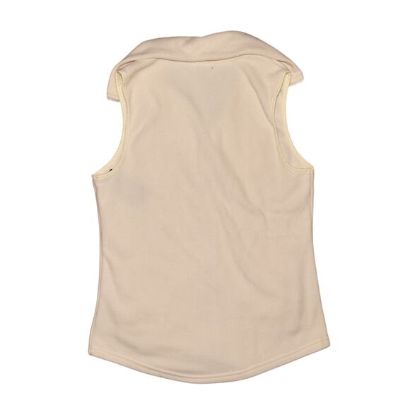 CHAPS $60 Ivory Fleece Zip Up Vest‎ Stand Collar Utility Pockets Small - Picture 2 of 3